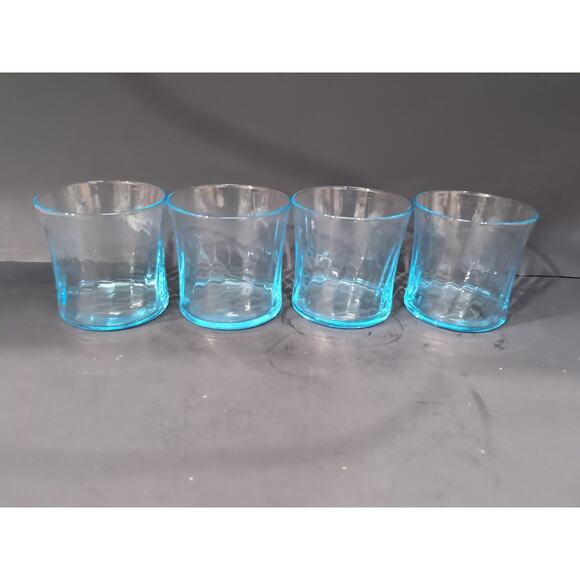 Wheaton Optical Tumbler Set, Ribbed‎ Swirl Glasses, Vtg Blue Drinkware, Set Of 4 - Picture 2 of 9